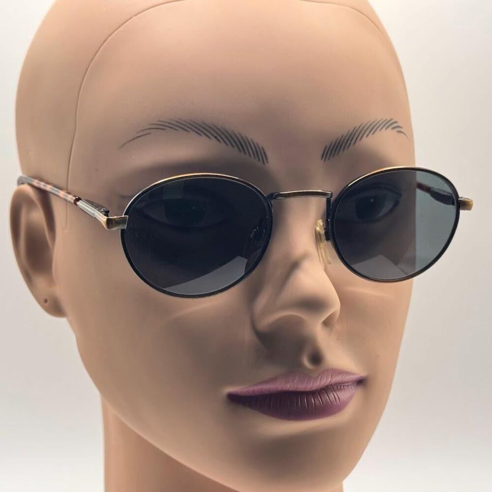 Vintage 90s-Y2K Small Round Gold Eyeglass Frames with New Non-RX Grey Sun Lenses